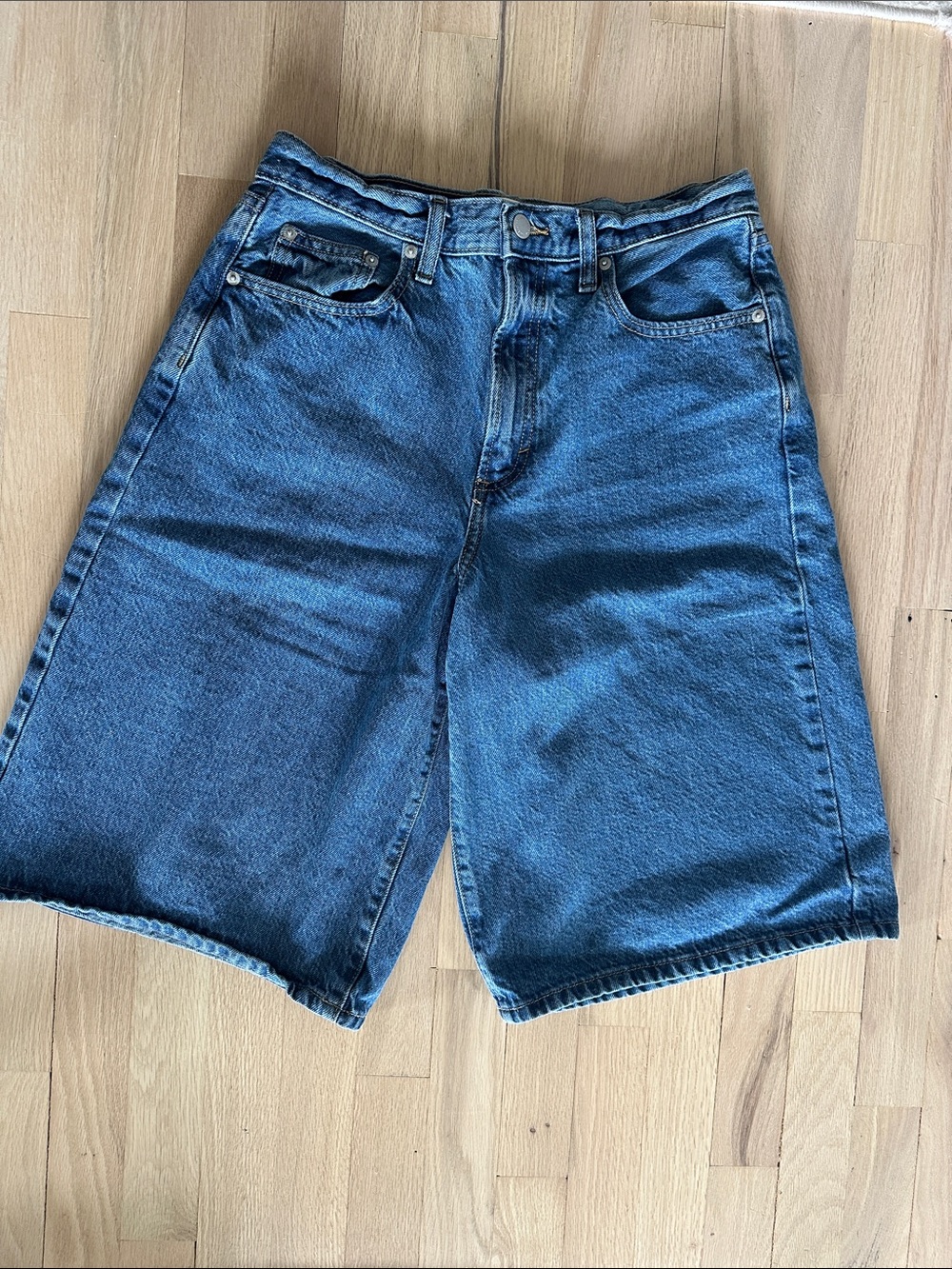 High-Rise Dark Wash Denim Jorts